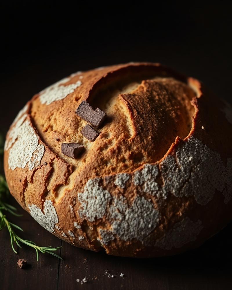 Rustic rosemary sourdough loaf with a scored crust